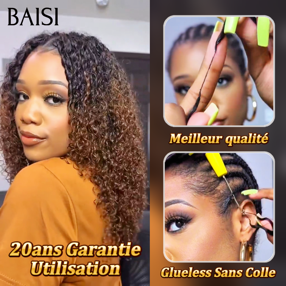 Nouvelles tendances Extensions de Cheveux Humain Plume Double Tête Style Crochet Hair Sans Colle curly Wave marron 100% Naturel Invisible & Confort, Garantie 20 ans