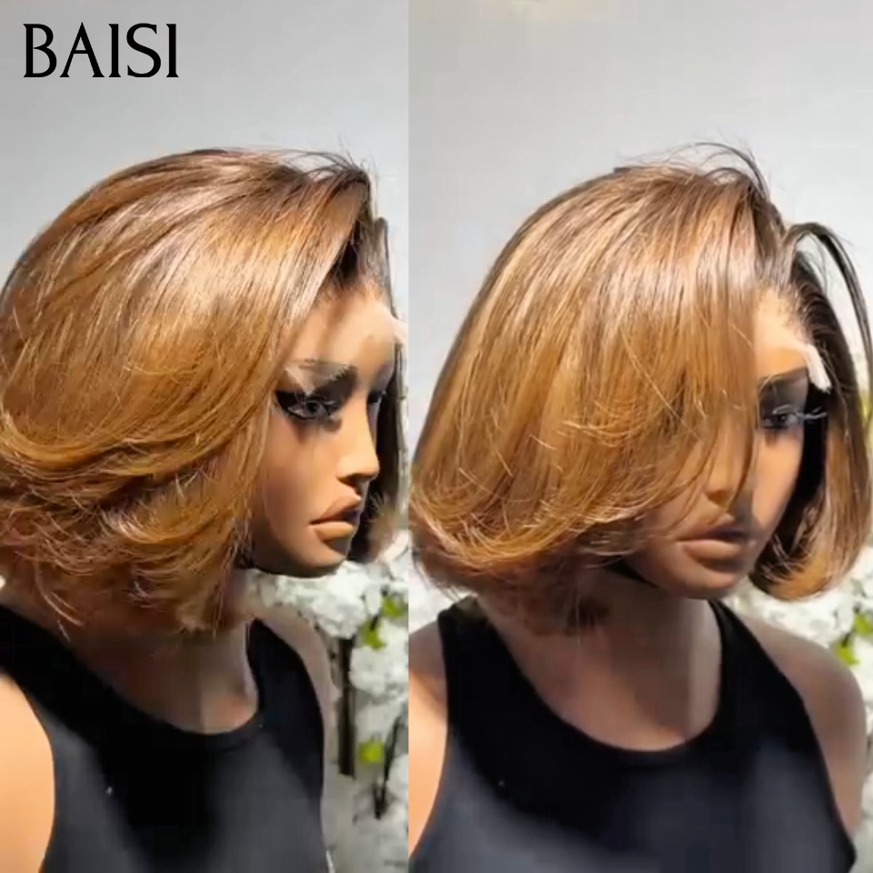 BAISI 13x4 lace frontal Lisse pixie Miel PROMO 68€ ou curly wave Marron 100% Cheveux Vierges
