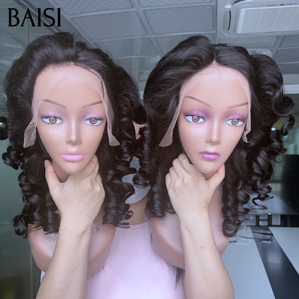 BAISI  Perruques en France 13x6 Front Lace Body wave Couleur NOIR Sans Colle 22 Pouces  Perruque 100% Cheveux Humains