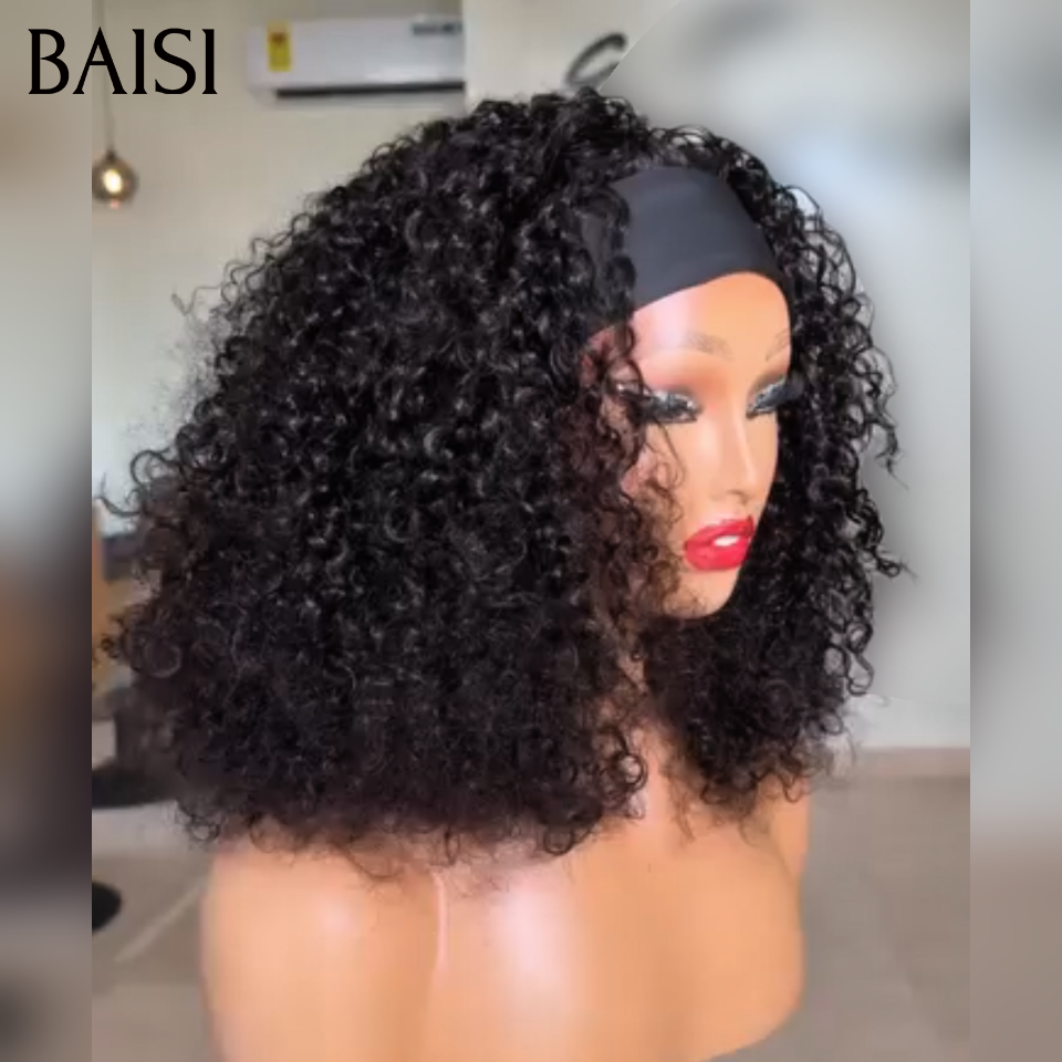 BAISI Parrucca con fascia a onde profonde fatta a macchina C