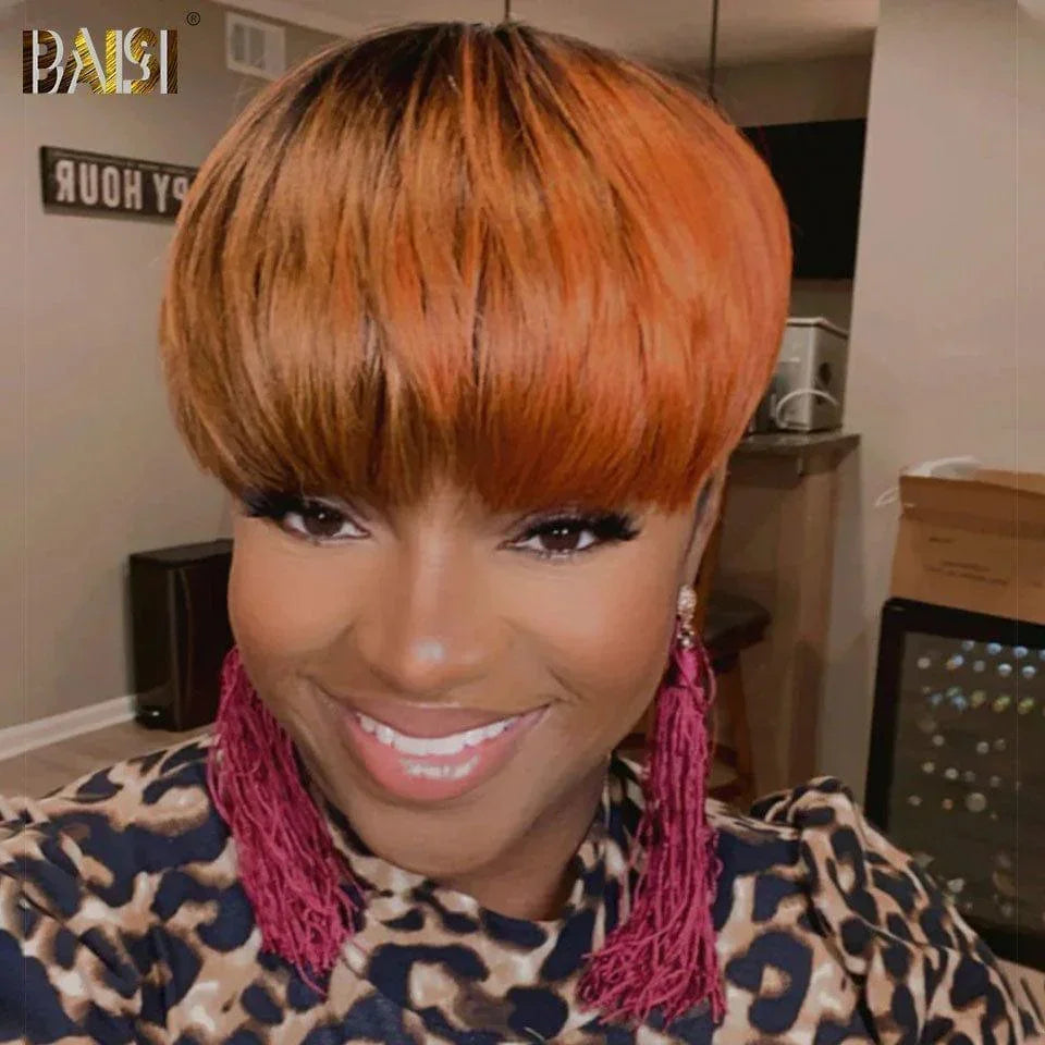 BAISI Demi-parrucca Liscia Topper capelli parziale personalizzato Colore 1BT30-350#（ non è una parrucca intera ）