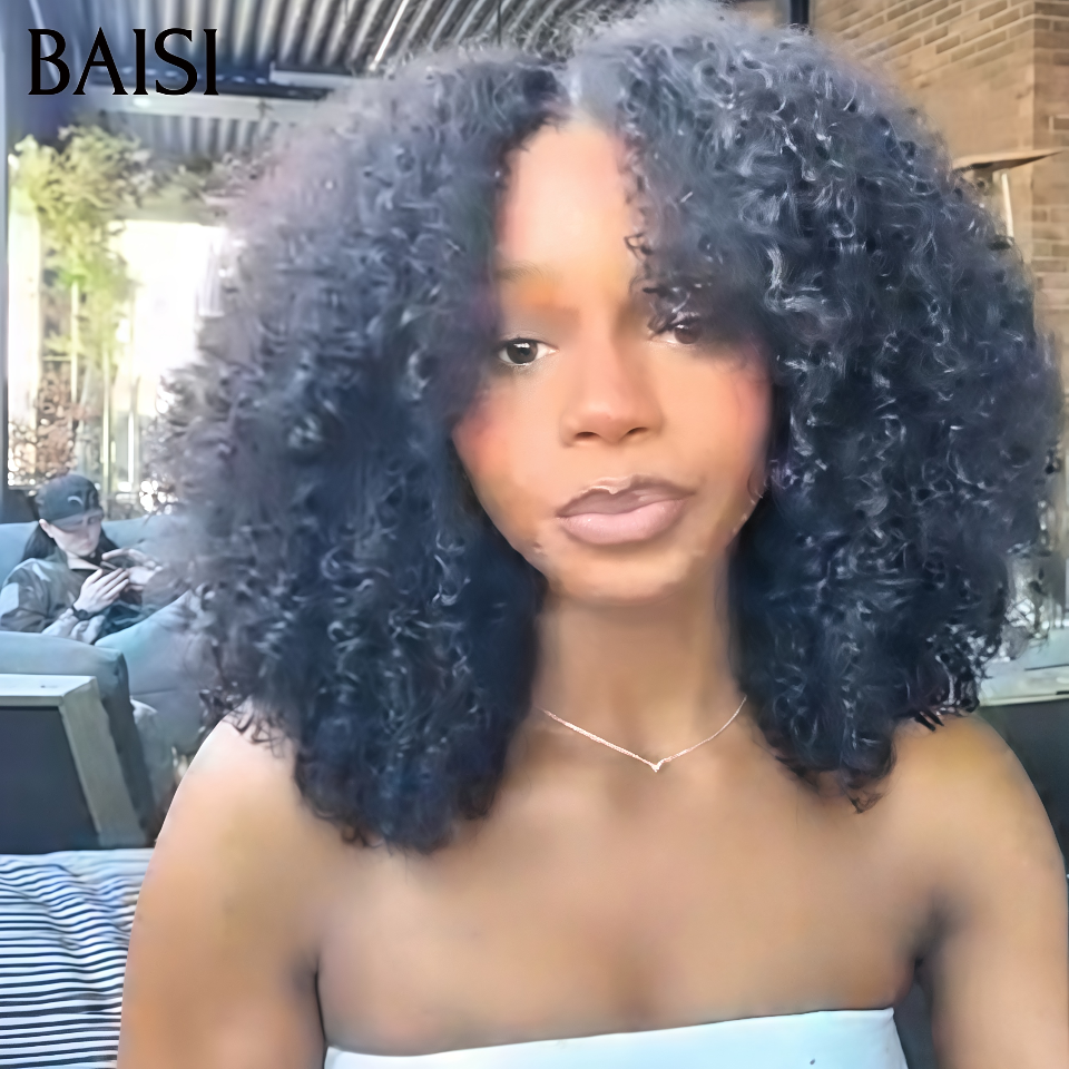 BAISI perruque  PROMO 100% Vietnam Hair Qualité SDD Perruques Afro Kinky 4x4 lace 18 pouce 169€  sans colle 300% de Volume en 100% Cheveux Humain Hair
