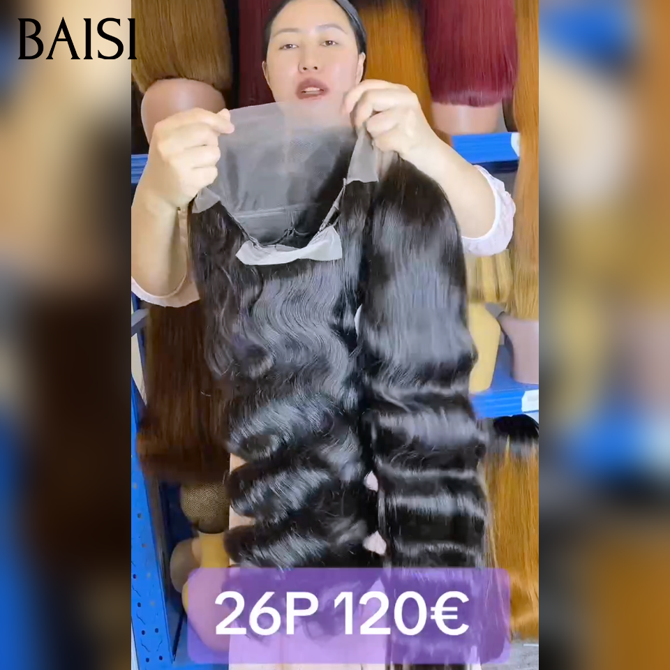 BAISI  Perruques  4X4 closure Body wave Couleur NOIR 26 Pouces  Perruque 100% Cheveux Humains