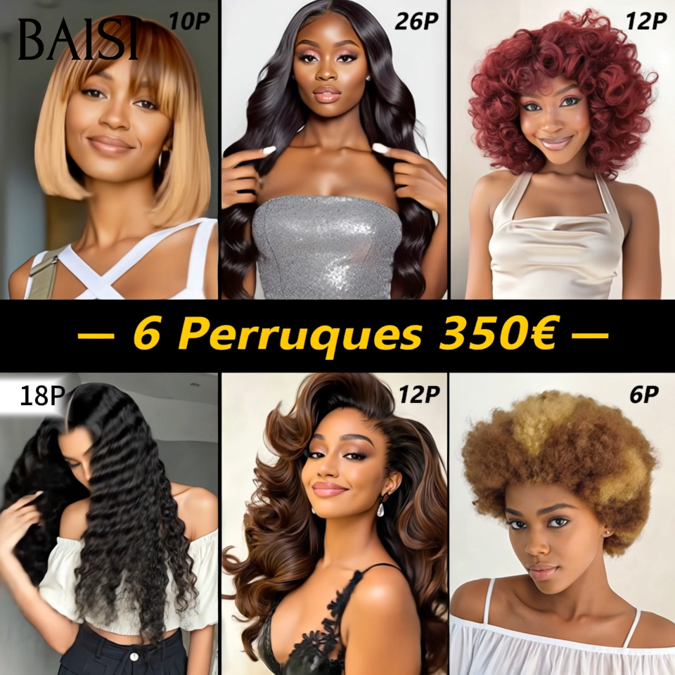 6 perruques lot pour revendre 350€ promo 1 panier pour France 100% vrais cheveux humains