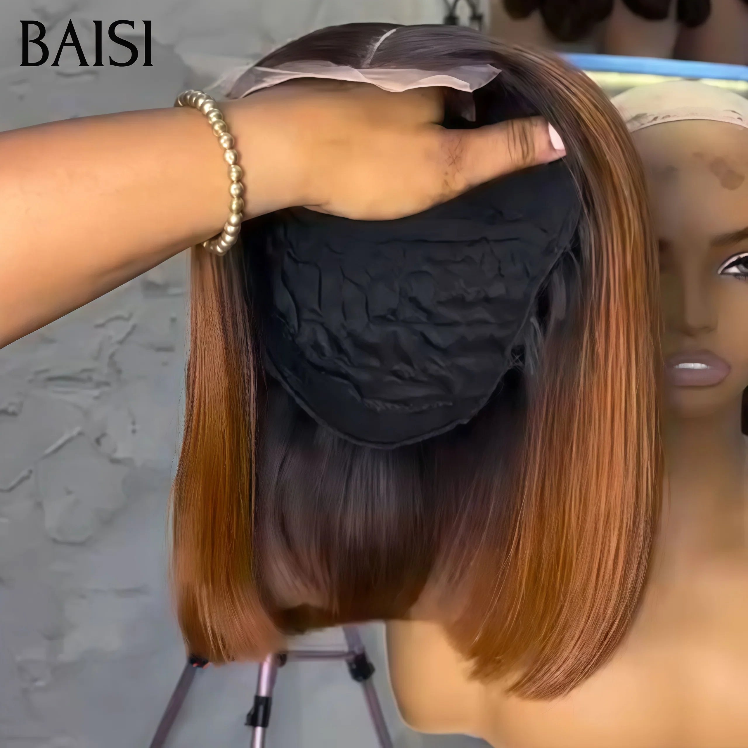 BAISI 2X6 perruque en couleur Marron  Lisse Bob Haute Qualité DE luxe SDD BONE Straight 100% Vietnam Hair en 100% Cheveux Humains MP50