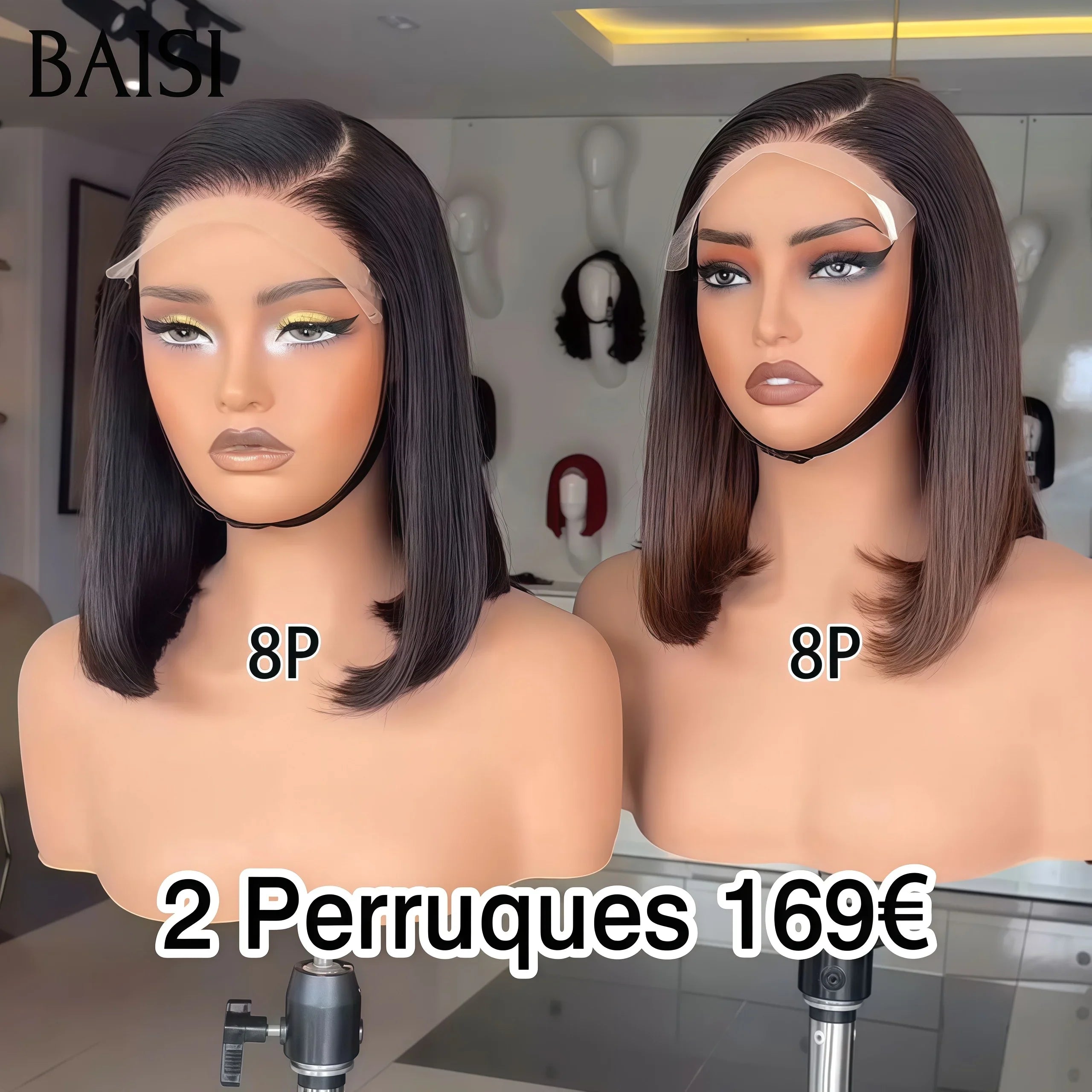 BAISI 4X4 lace Wigs 2 Wigs to resell €162 in 100% real human hair