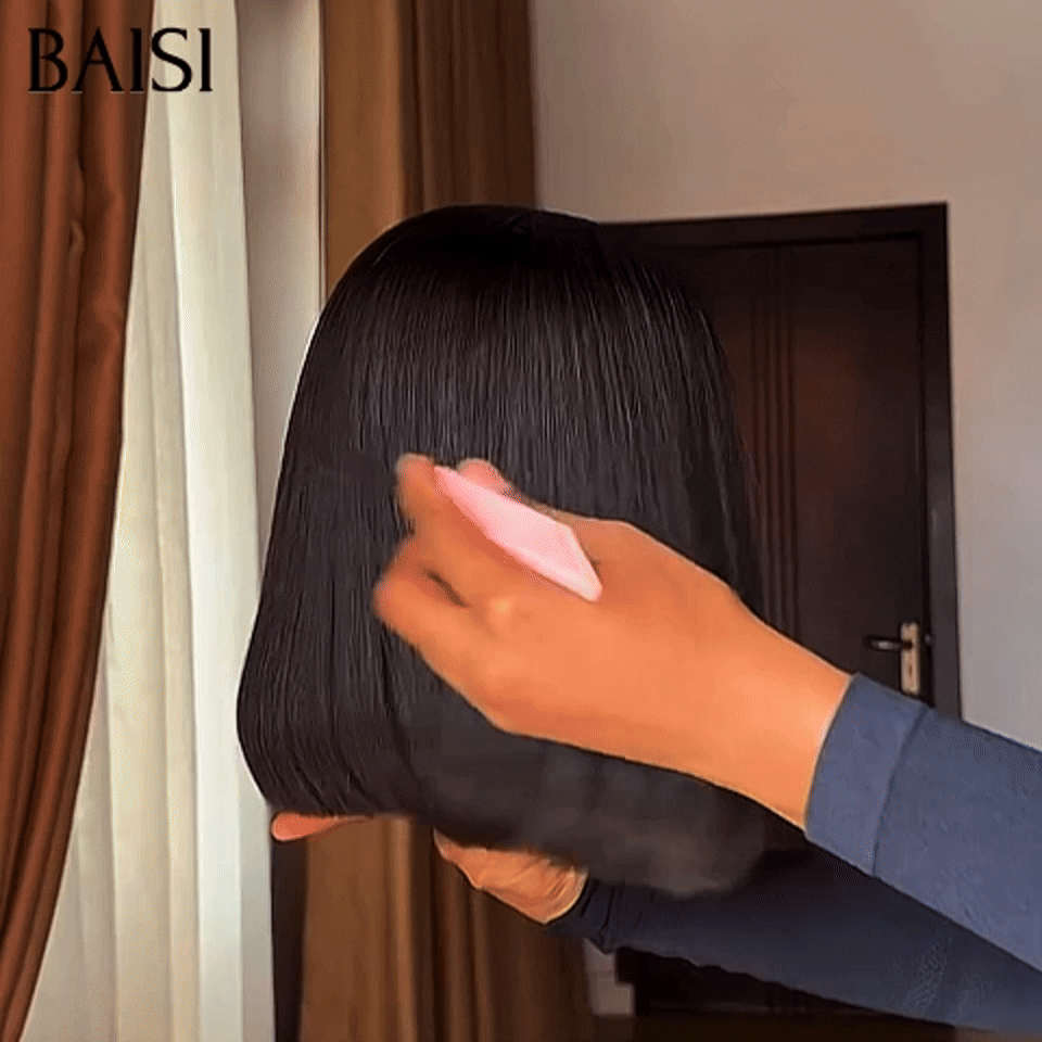 BAISI Perruques 2X6 Lace  de Luxe 100% Viêtnam Hair Perruque BOB Noir Lisse Vietnam Hair plus de 20 ans d' utilisations