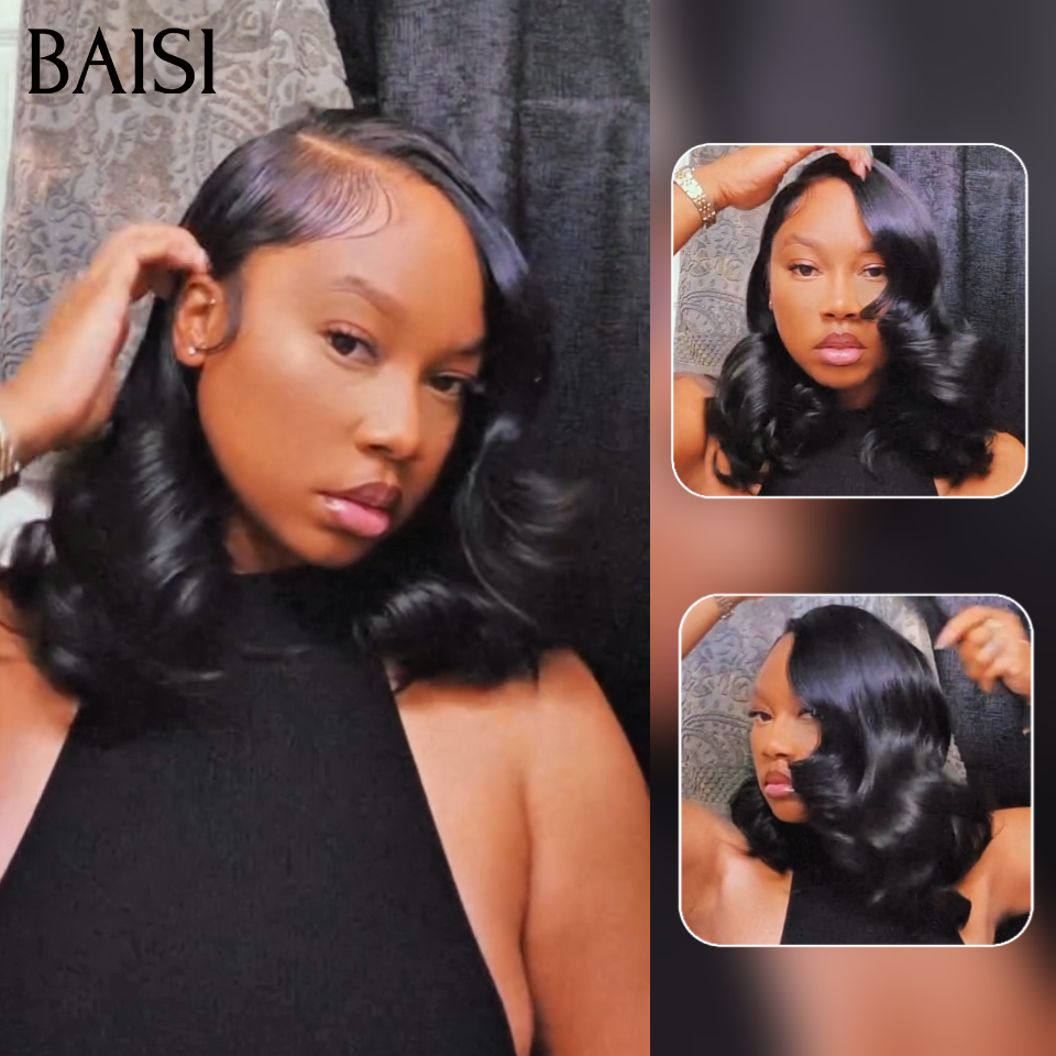 BAISI PROMO 69€ Stocks limités 13x4 Lace Frontal Perruque Body Wave En Couleur noir 20 pouce en France 109€