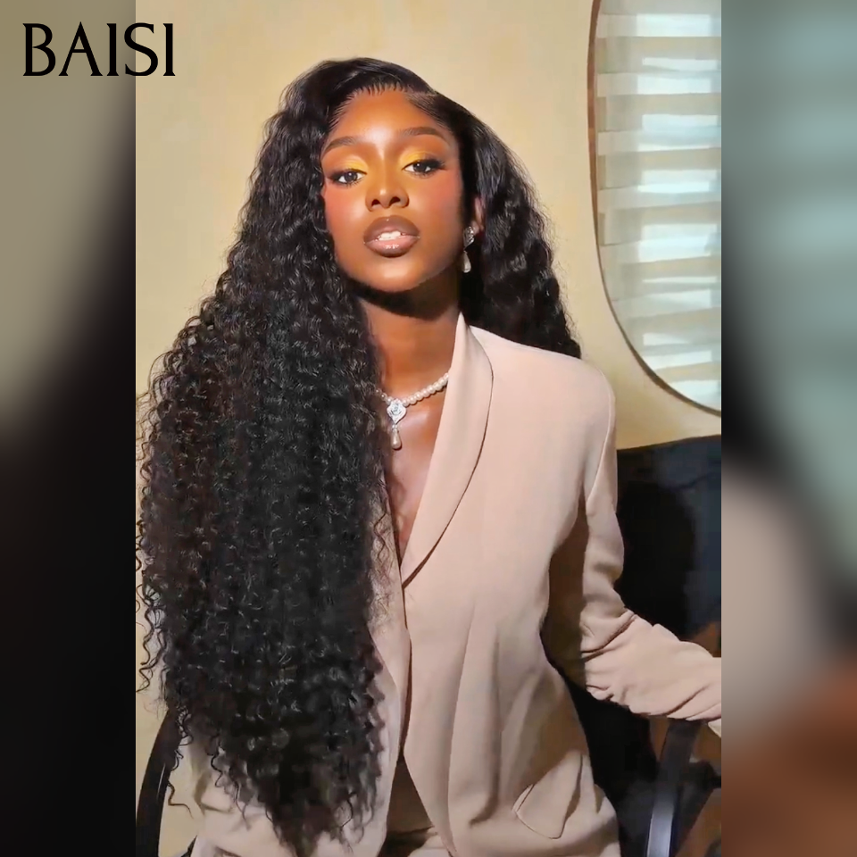 BAISI 13X4 Perruques de Luxe Curly A1 Fabriquées par les cheveux double drawn mèches vièges volume 250% densité  plus de 20 ans d' utilisations