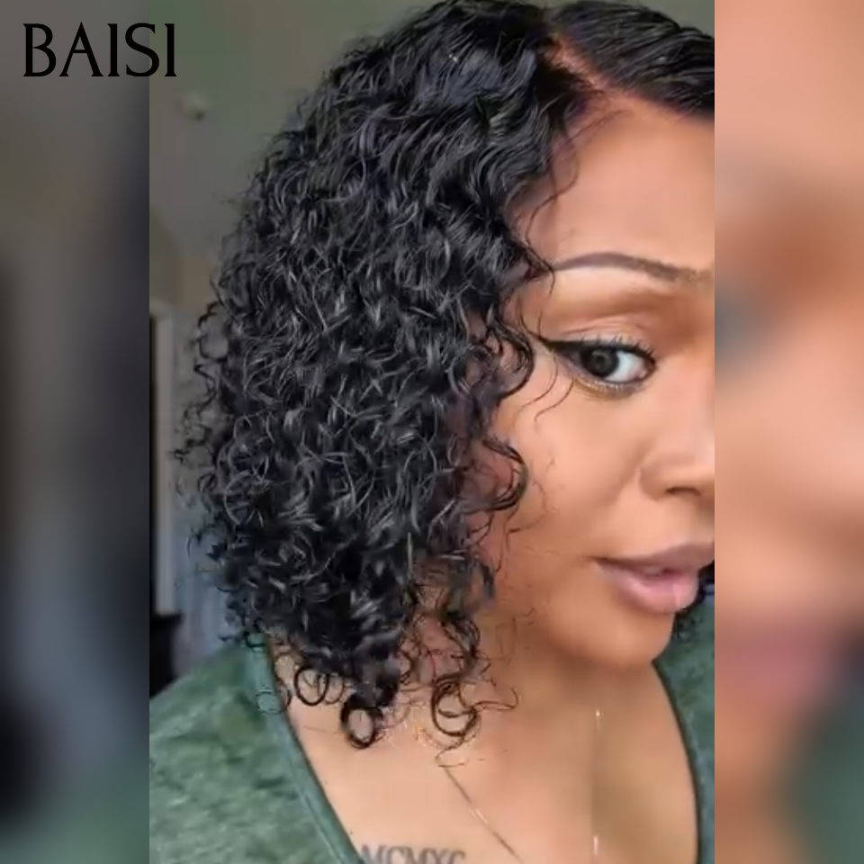 BAISI T parte PARRUCCA RICCIOLUTA CURLY Colore Miele con Radice Nera 1BT27# In 100% CAPELLI UMANI BS120