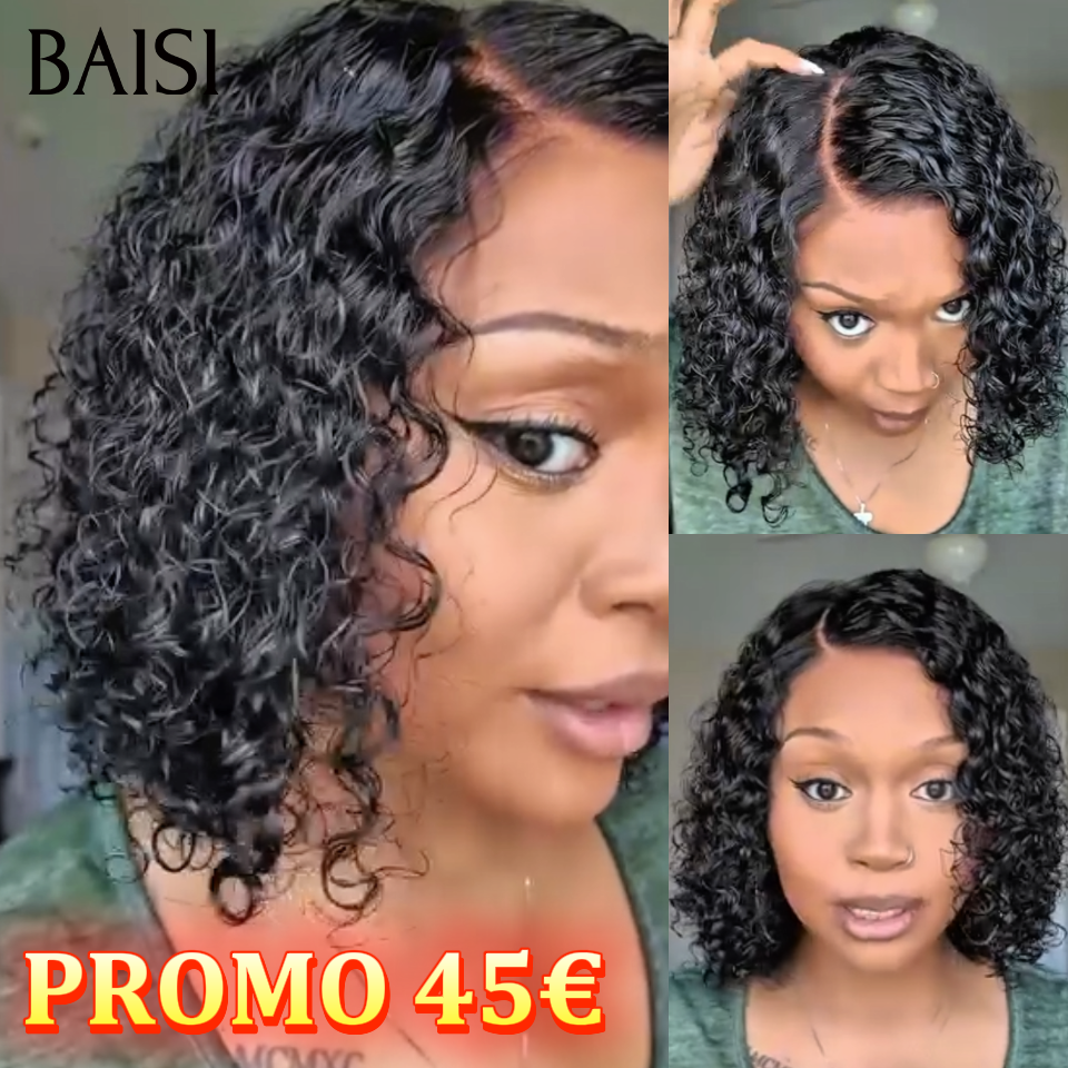 BAISI T parte PARRUCCA RICCIOLUTA CURLY Colore Miele con Radice Nera 1BT27# In 100% CAPELLI UMANI BS120