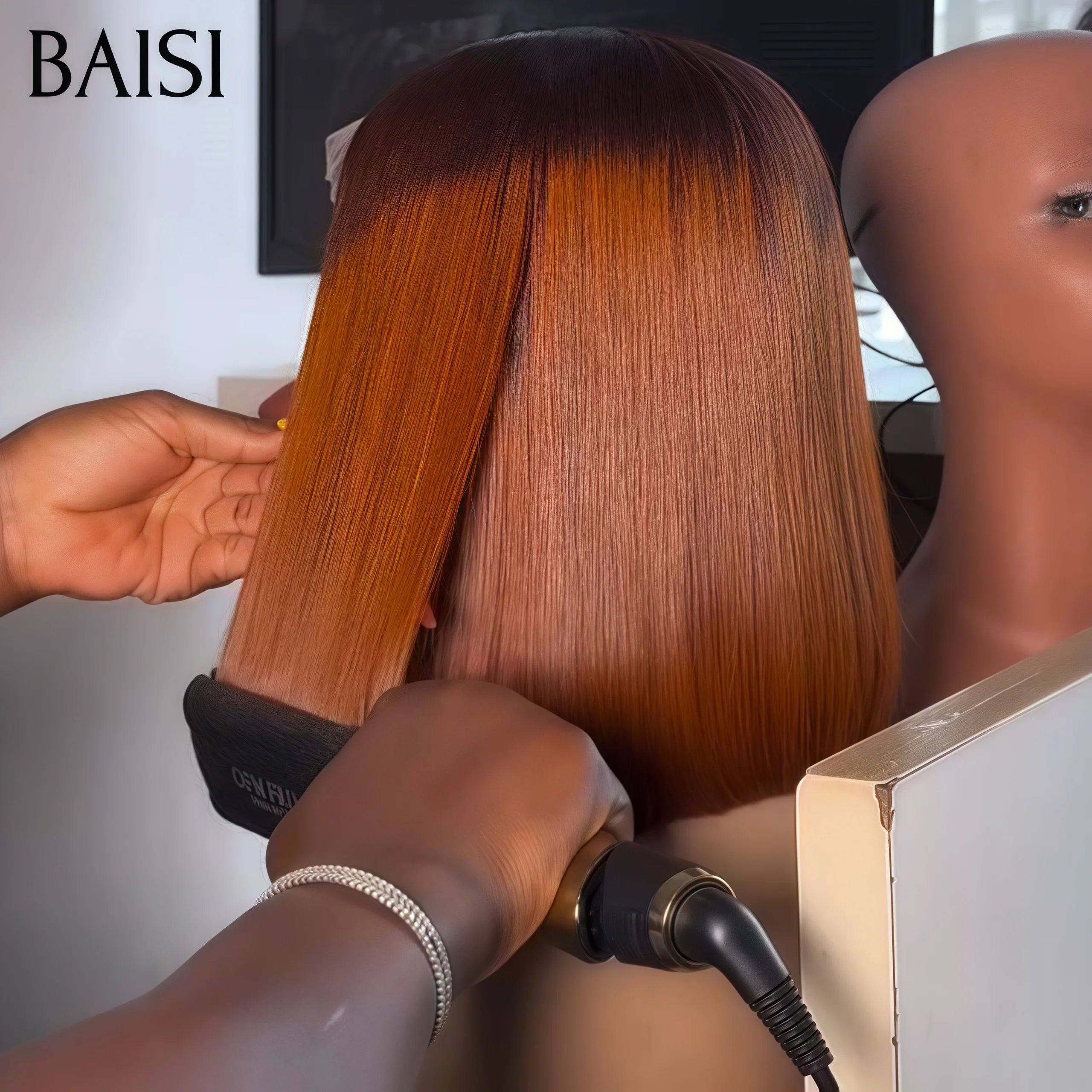 BAISI 2X6 perruque SDD BONE Straight 100% Vietnam Hair Lisse Bob Haute Qualité 250% Densité Couleurs personnalisées en 100% Cheveux Humains