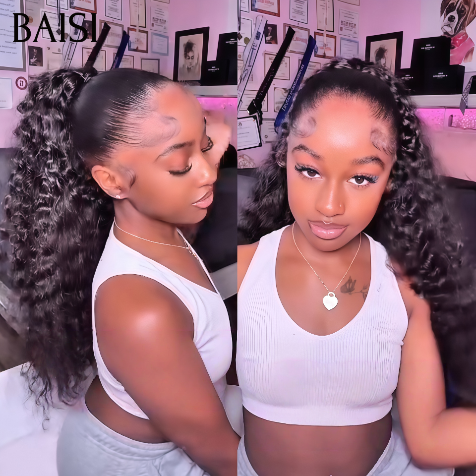 BAISI demi-perruque extension chignon ponytail deep curly 20 Pouces 169€  En Couleur Noir CURLY en 100% cheveux humains