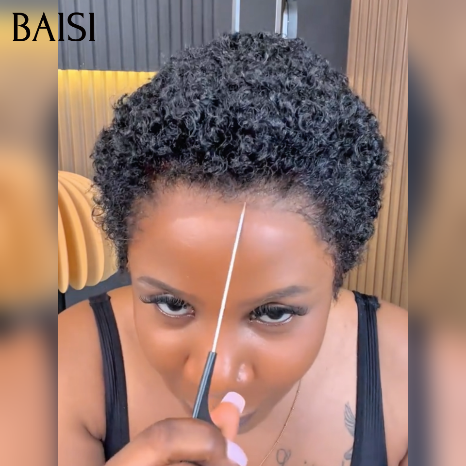BAISI Perruque Fabriqué à la Machine Pré-plucked Pas Besoin de Colle 45€ noir sans Colle ou 13x4 lace frontale 68€ PROMO en 100% vrais cheveux humains