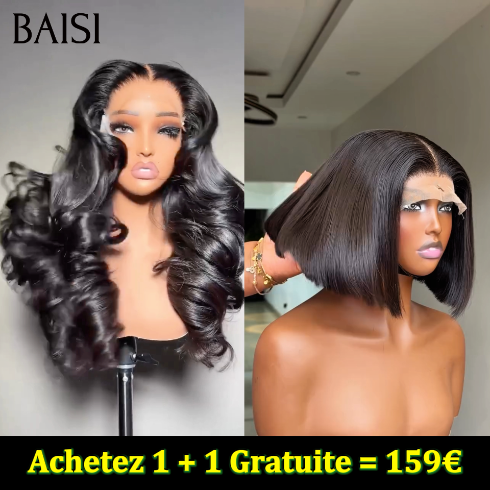 BAISI 3 Parrucche da rivendere € 299 Onda riccia e Liscia e 065C Nera in capelli umani veri al 100% VIP100
