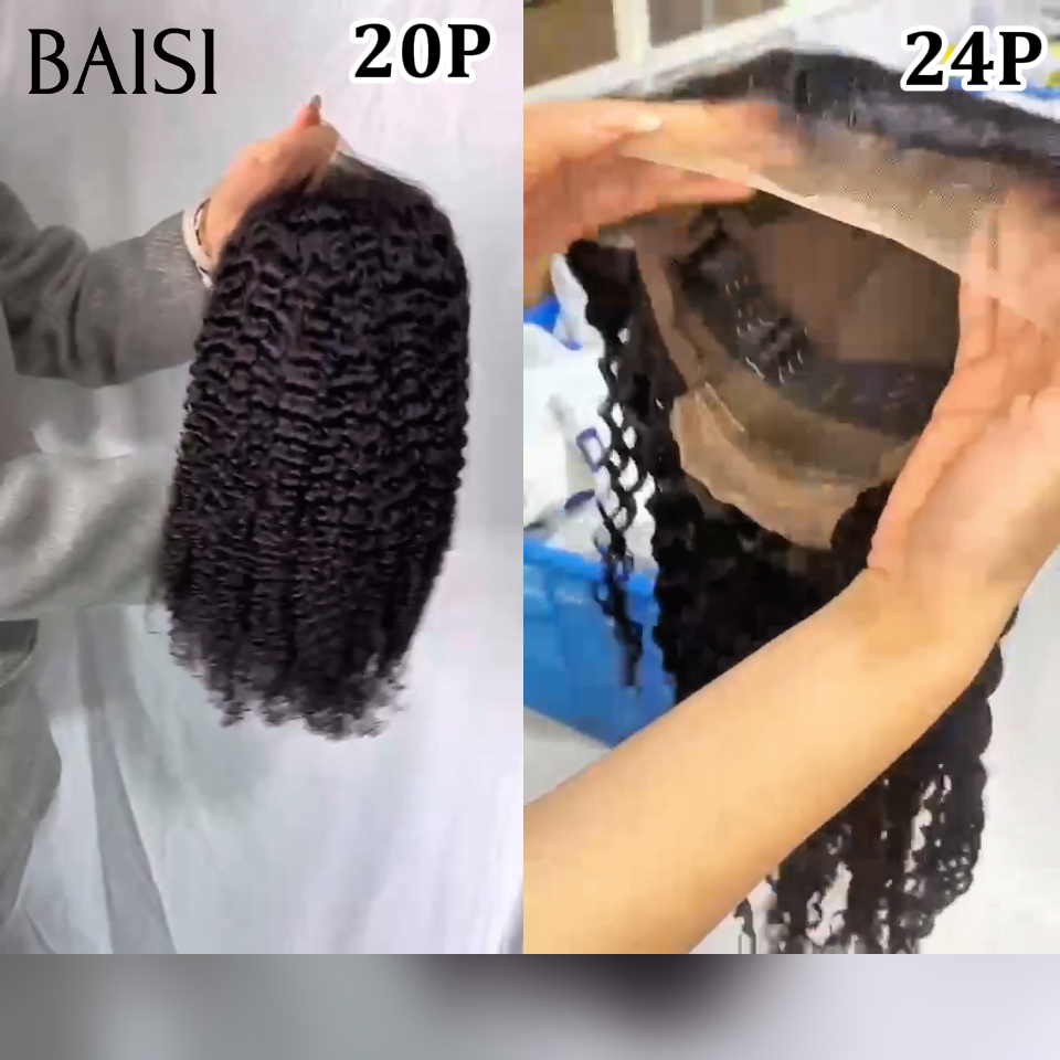 BAISI Perruques 2 Prix en Gros 249€ 13x4 lace frontale curly wave 20 pouces noir et deep wave 24 pouces 100% cheveux raw hair