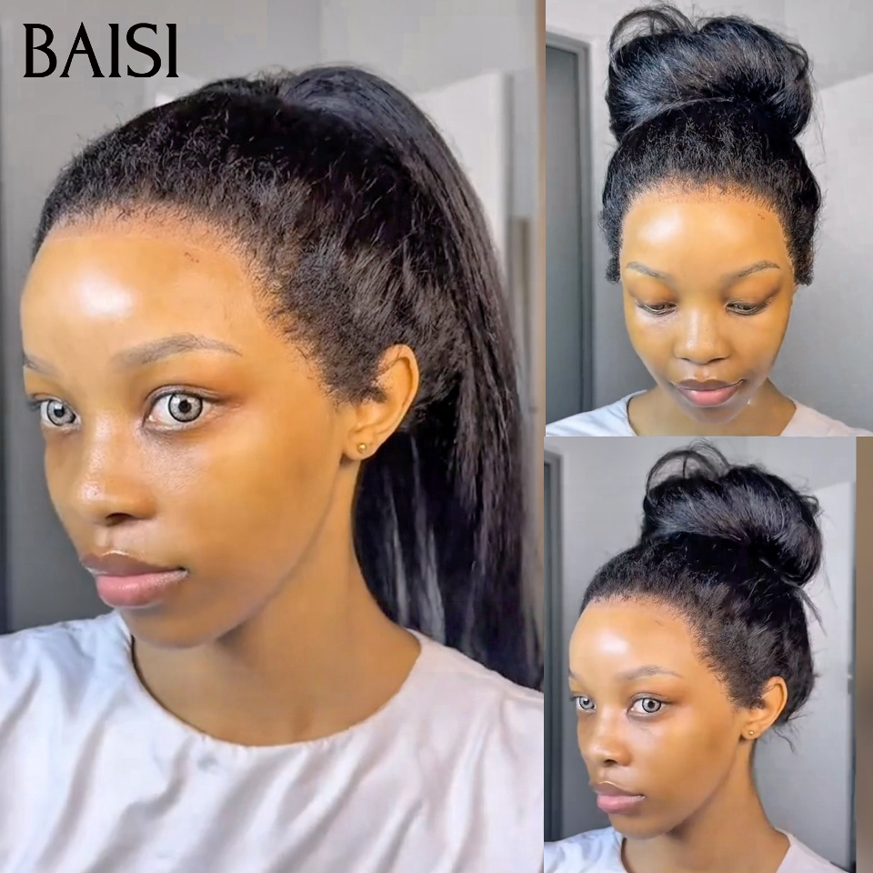 BAISI  perruque Upgrade Invisible Strap 360 lace Frontal kinky en Couleur naturel Invisible Strap Perruque 360 Prêt-à-porter -20% OFF  en 100% Raw Hair Lace déjà couper