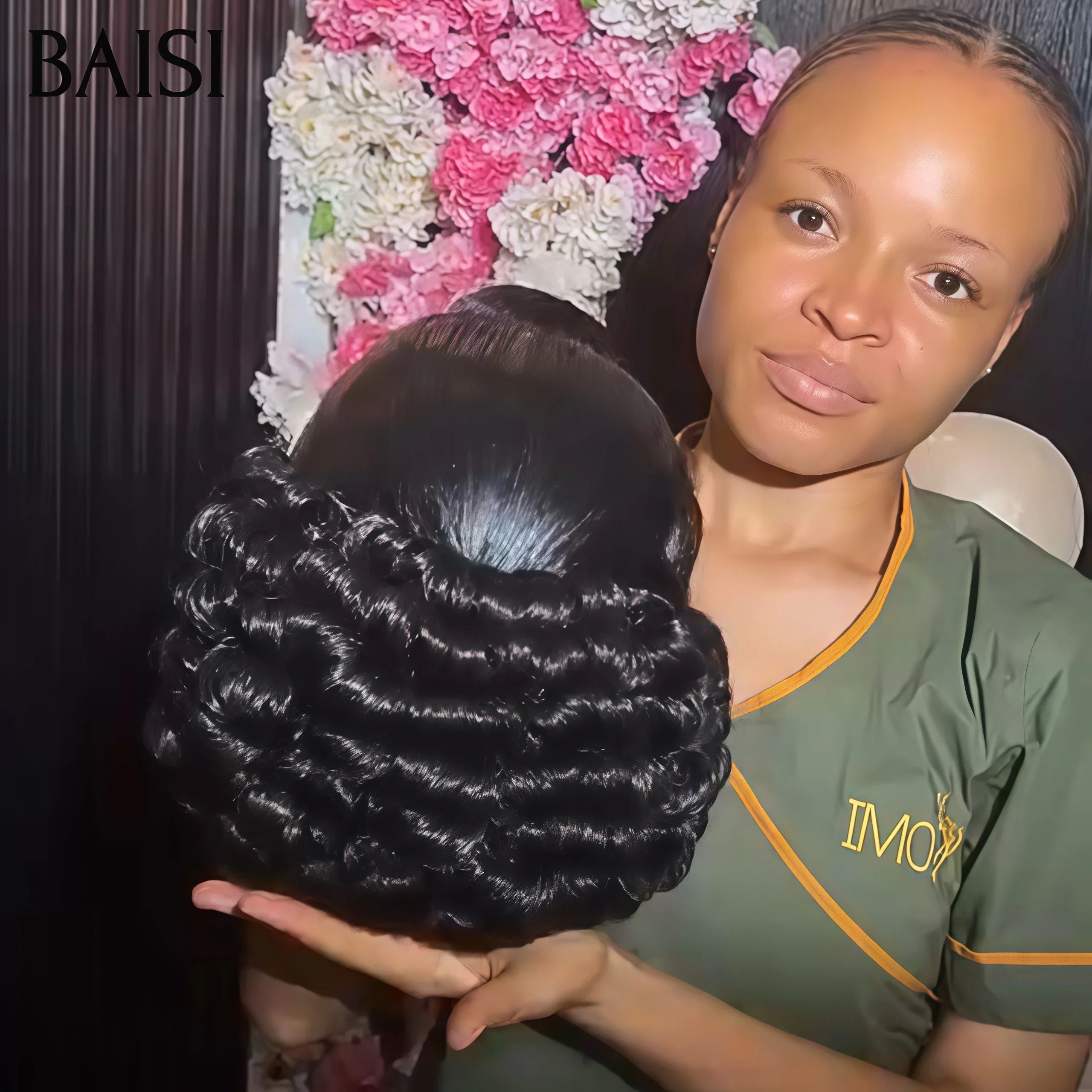 BAISI Coiffure de luxe Nina Perruques Mariage Prête à porter chignon et personalisation comme sur la vidéo 100% identique avec lace frontale pour mariage ou événement spécial