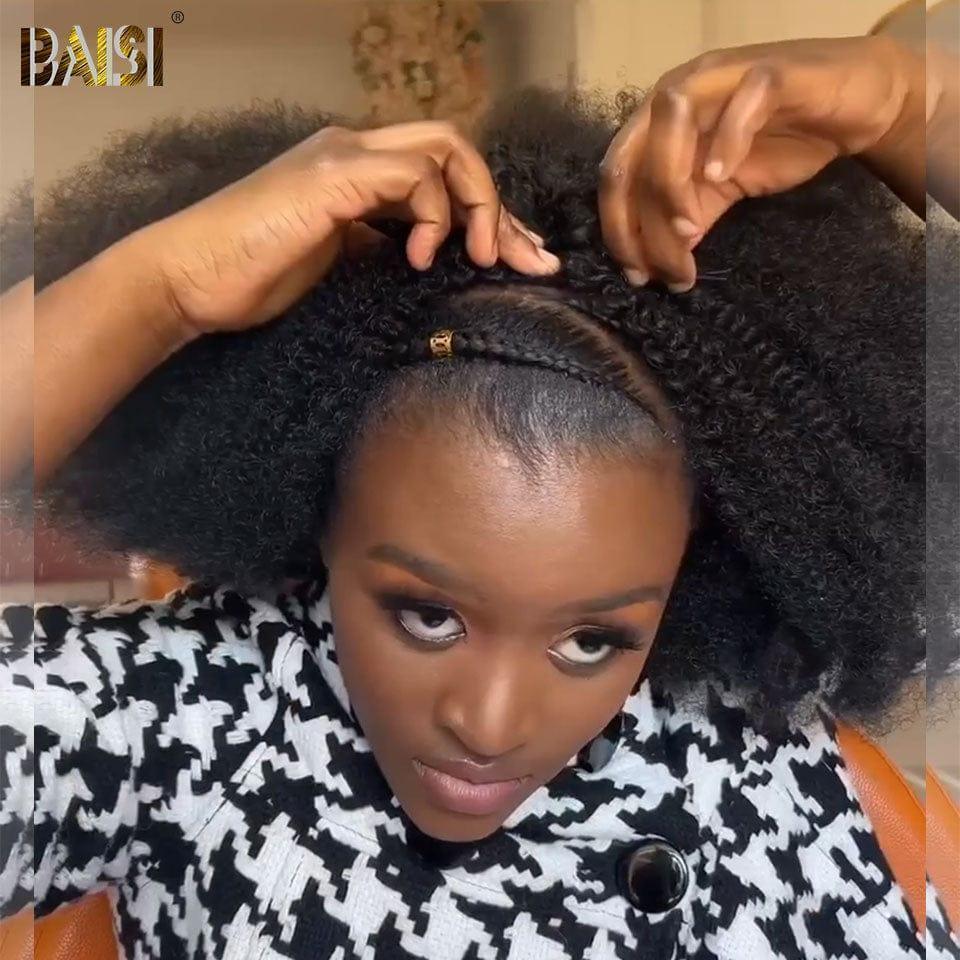 BAISI Parrucca mezza testa con clip extension capelli 20 Pollici 179€ Capelli Vietnam 300% densità Colore Nero Afro Riccio 100% capelli umani