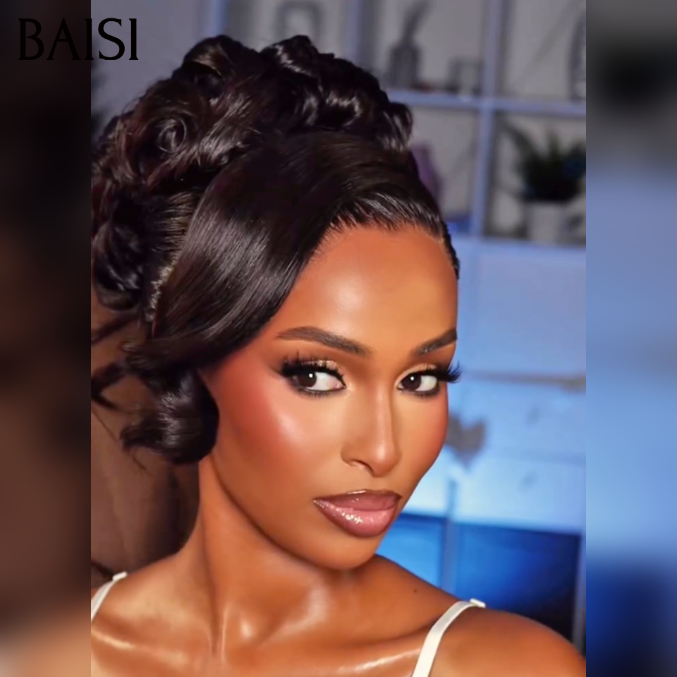BAISI Nouvelle Arrivée Perruques Moitié Prix 13x4 frontal Lace 189€ ou Vietnam Hair 329€  Chignon de nattes NOIR en chignon bun En 100% cheveux humains
