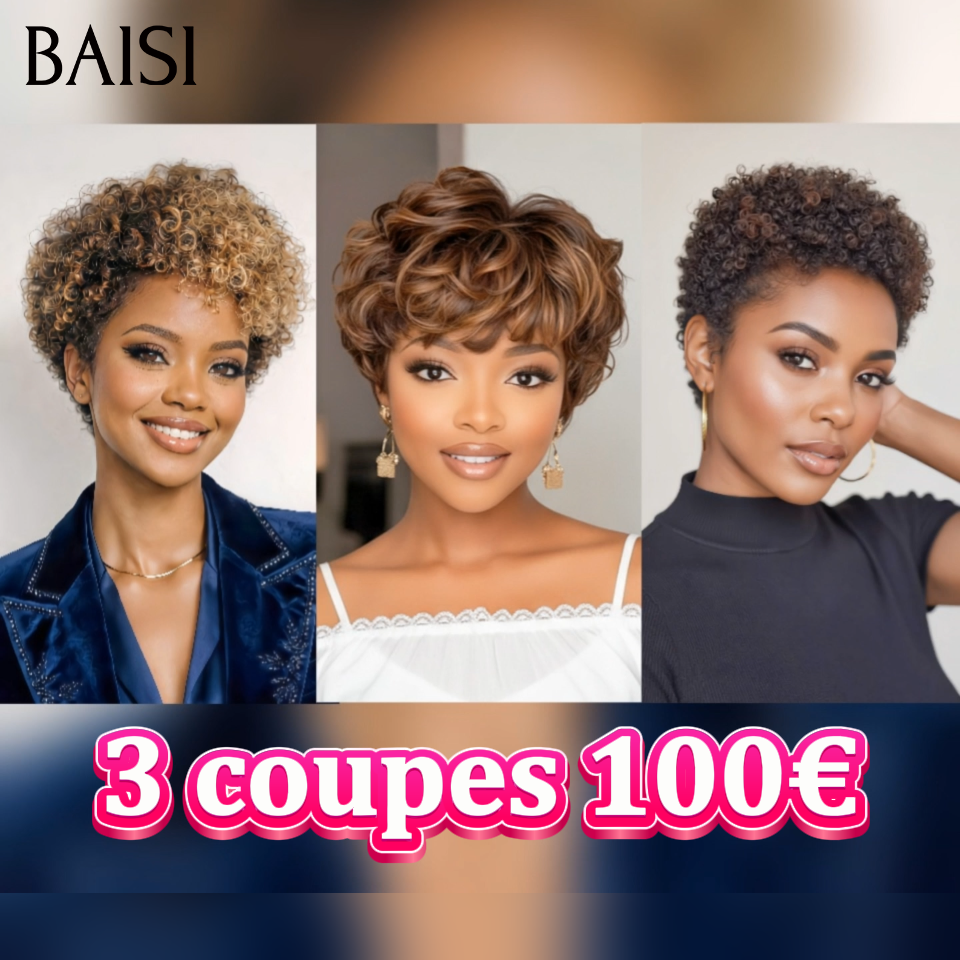 BAISI PROMO 3 coupes 100€ ou 10 Perruques 150€ Le plus BAS PRIX en 100% Blended Hair stocks limité liquidation soldes sans retour