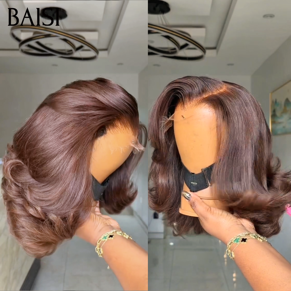 Perruque en promotion avec cadeaux gratuit egg wave Marron 100% vrais cheveux humains  vietnam hair 14 pouce recommandée 100% identique