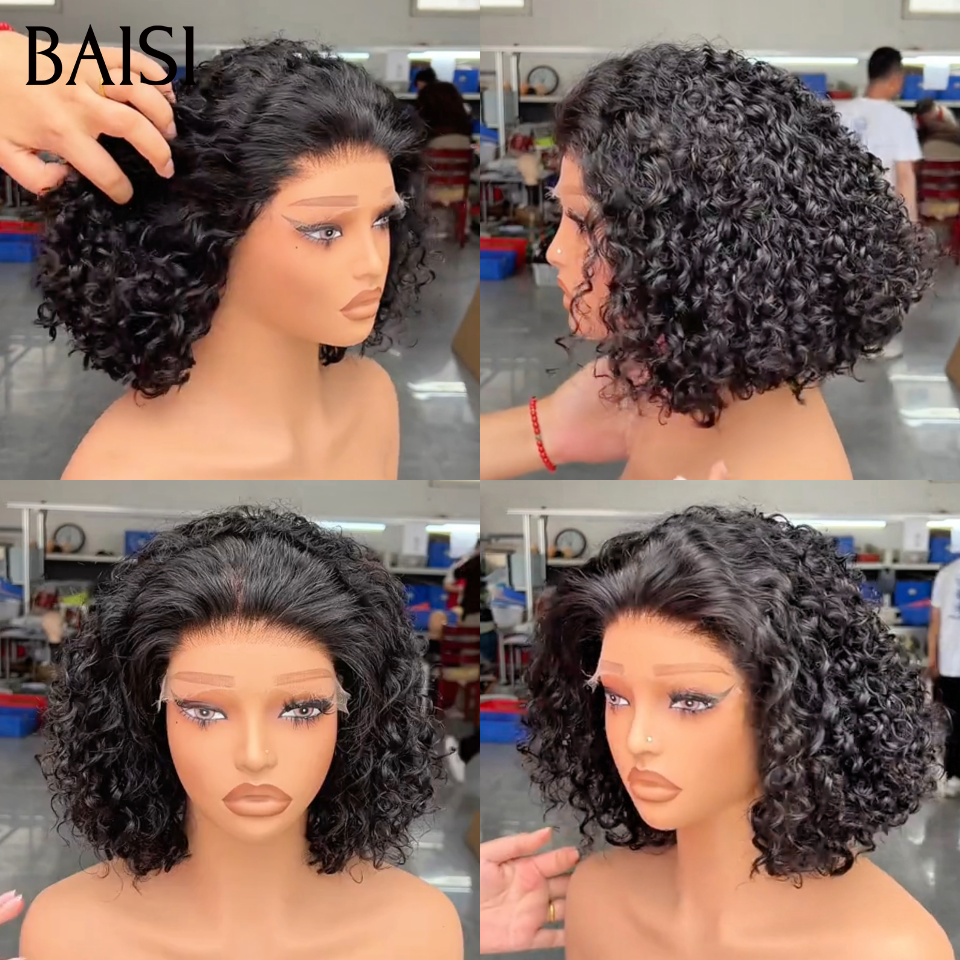 BAISI recommandé 4x4 Lace closure Perruque water wave bouclé NOIR 1B# 12 pouce 119€ ou 14 pouce 129€ 250% Densité 100% Cheveux Humains