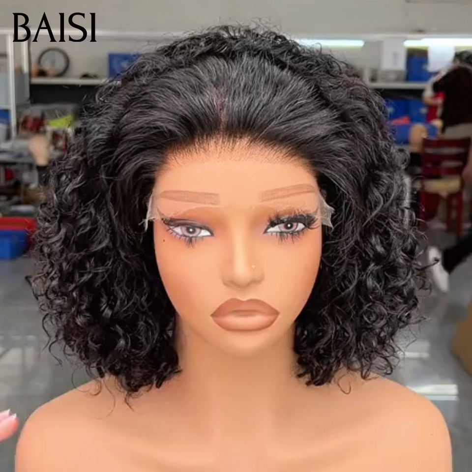 BAISI recommandé 4x4 Lace closure Perruque water wave bouclé NOIR 1B# 12 pouce 119€ ou 14 pouce 129€ 250% Densité 100% Cheveux Humains