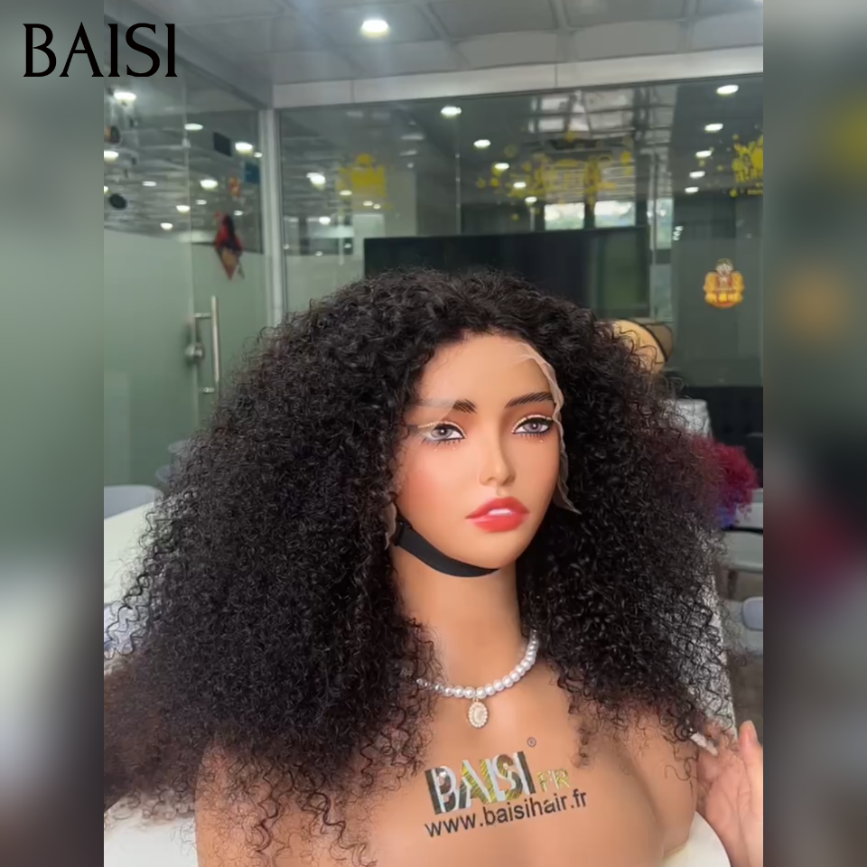 BAISI Recommandée vente en promotion Lace frontal Perruque 13*4 kinky Curly wave 300% volume 20p 199€ ou 200% volume 20p 99€ Aéré sans être chaud  100% Cheveux Humains