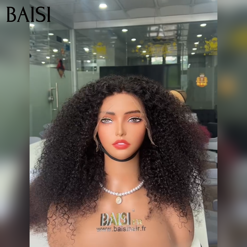 BAISI Recommandée vente en promotion Lace frontal Perruque 13*4 kinky Curly wave 300% volume 20p 199€ ou 200% volume 20p 99€ Aéré sans être chaud  100% Cheveux Humains