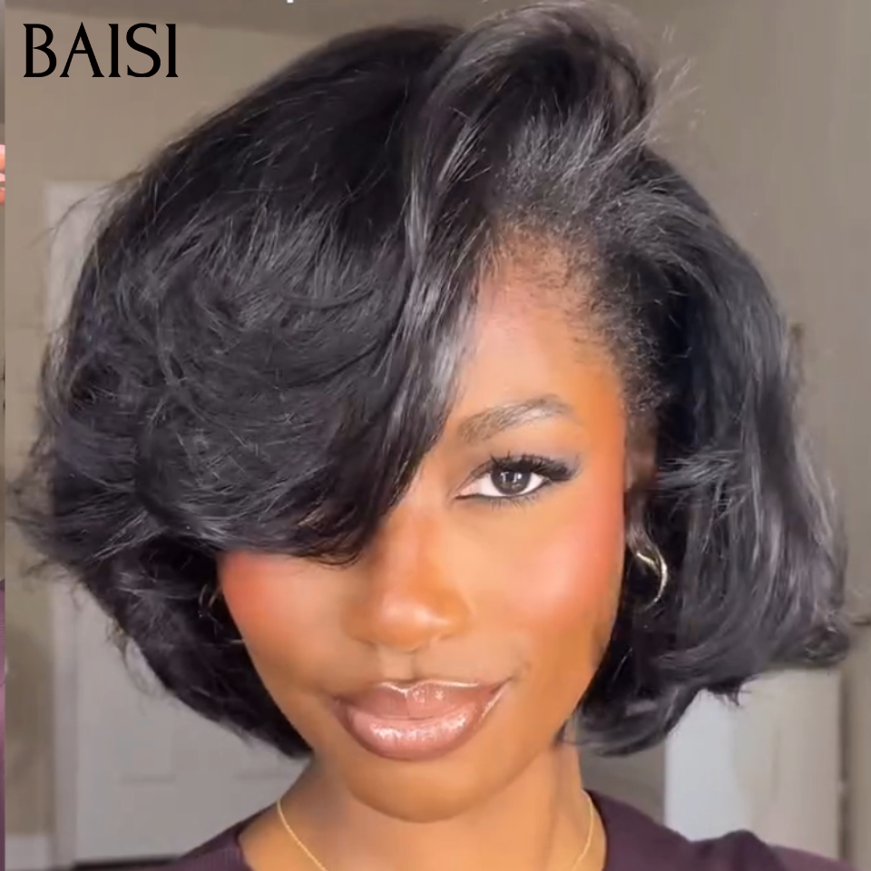 BAISI 1 perruque bouclé coiffée frontale 10 pouce 86€ confortable modèle unique porter facilement tous le jours vrais cheveux humains