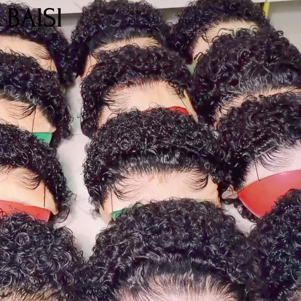 BAISI HAIR FR Perruque  pixie courte curly frontale humains sans colle la meilleure perruque pour les vacances mettre très vite sans soucis prix en promotion 59€