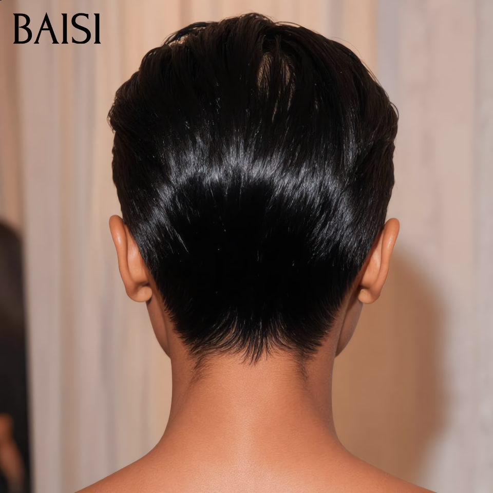 BAISI 13X4 Straight Bob Wig In Brown #4 Pre-Plucked No Glue Needed in 100% Raw Hair Lace Already Cut