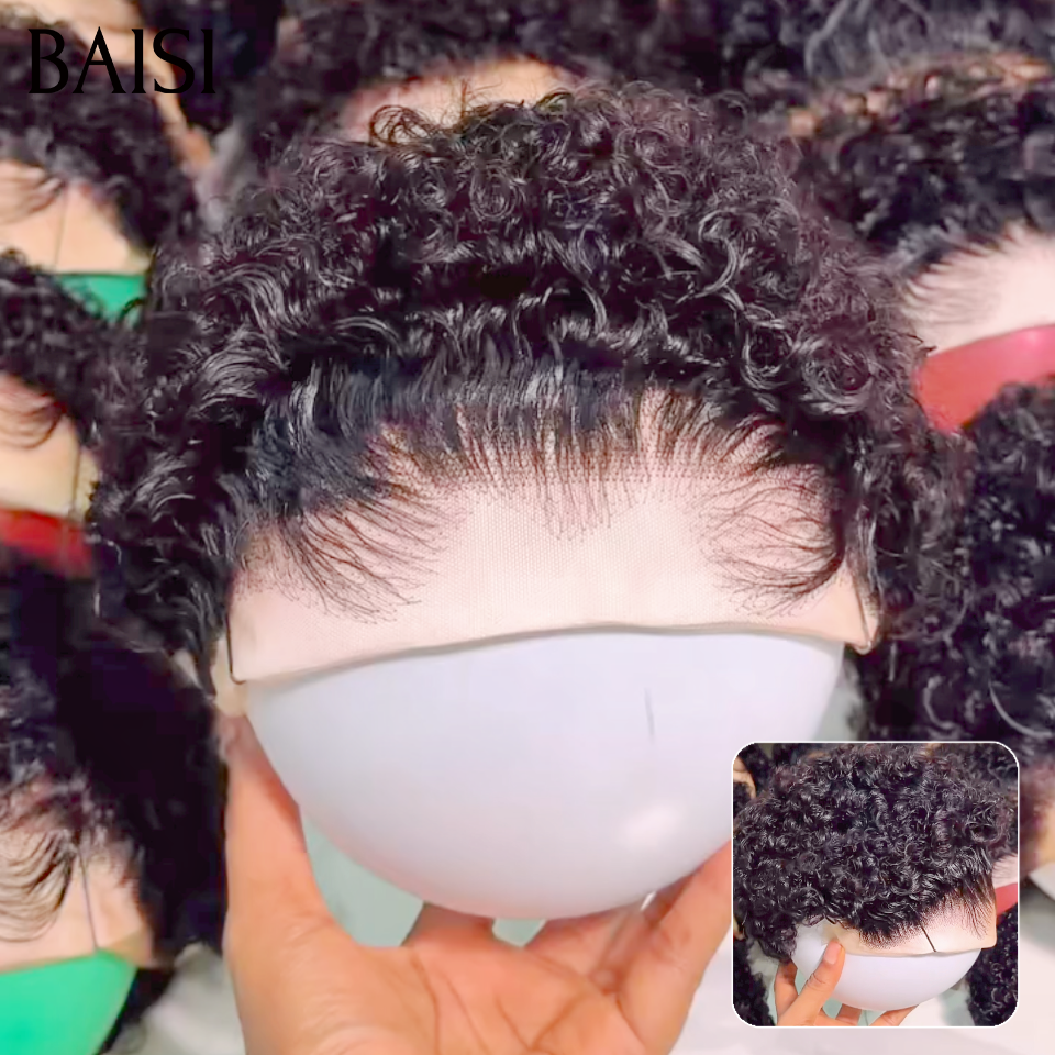 BAISI HAIR FR Perruque  pixie courte curly frontale humains sans colle la meilleure perruque pour les vacances mettre très vite sans soucis prix en promotion 59€
