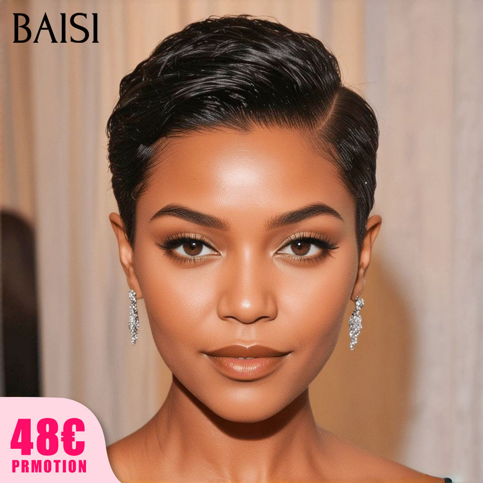 BAISI 13X4 Straight Bob Wig In Brown #4 Pre-Plucked No Glue Needed in 100% Raw Hair Lace Already Cut