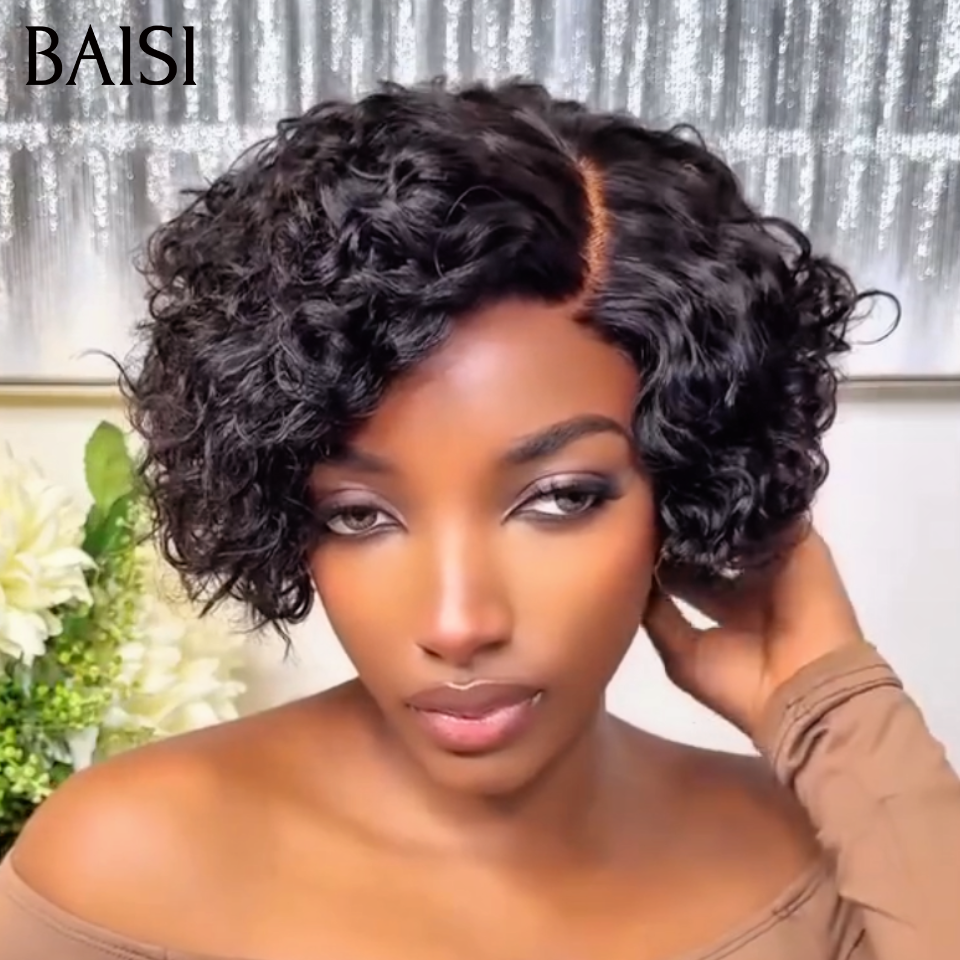 BAISI Peruca pixie ondulada 5X5 em cor preto e mel 99€ em 100% cabelo humano
