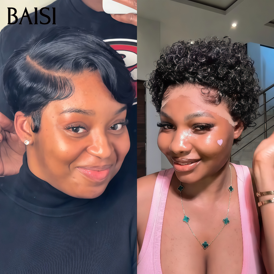 BAISI 2 perucas bob 149€ 4X4 lace castanho e 2X6 preto em 100% cabelo humano verdadeiro