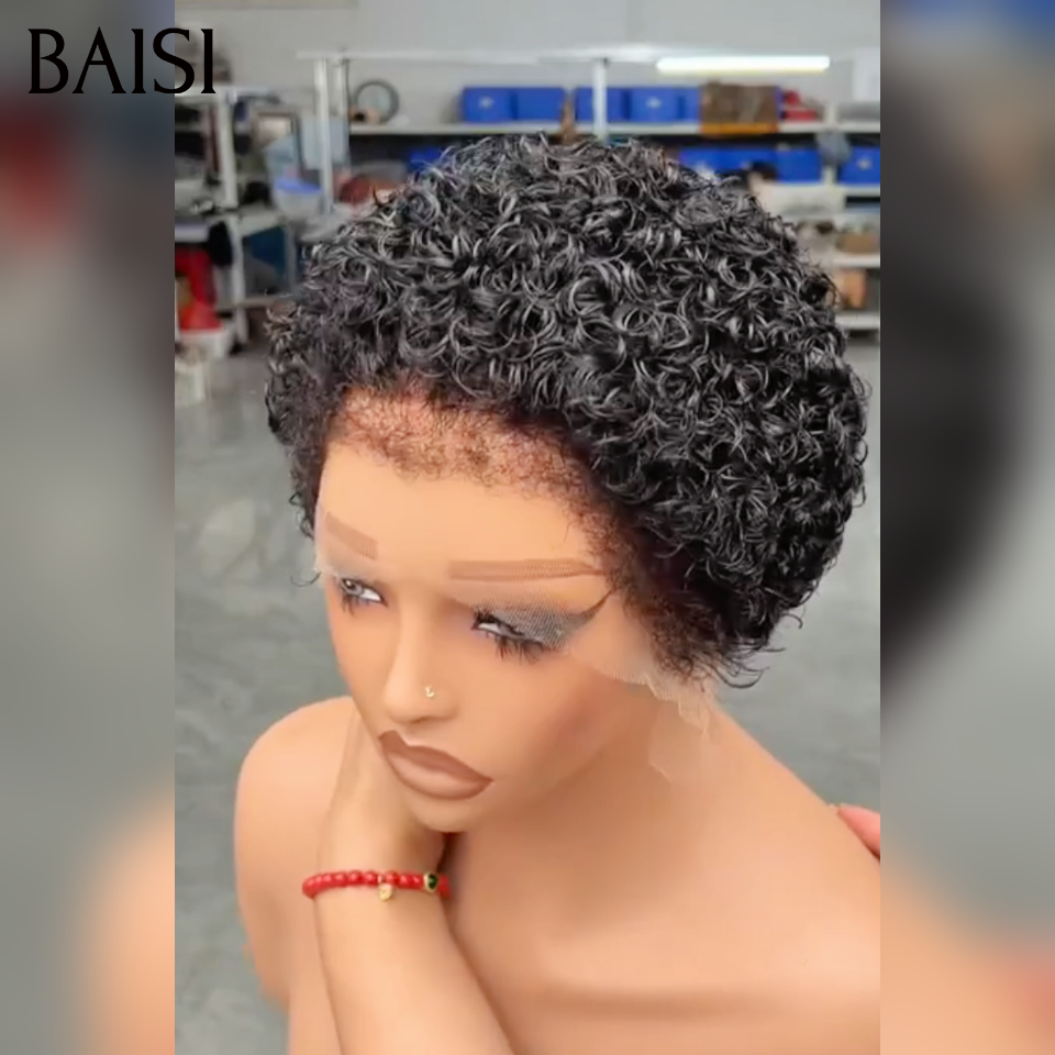 BAISI frontal em renda 13x4 ondulado encaracolado 49€ ou GRANDES SALDOS Pixie #905 afro encaracolado 69€ 2 perucas Pixie Lace Frontal 139€ em 100% cabelo humano