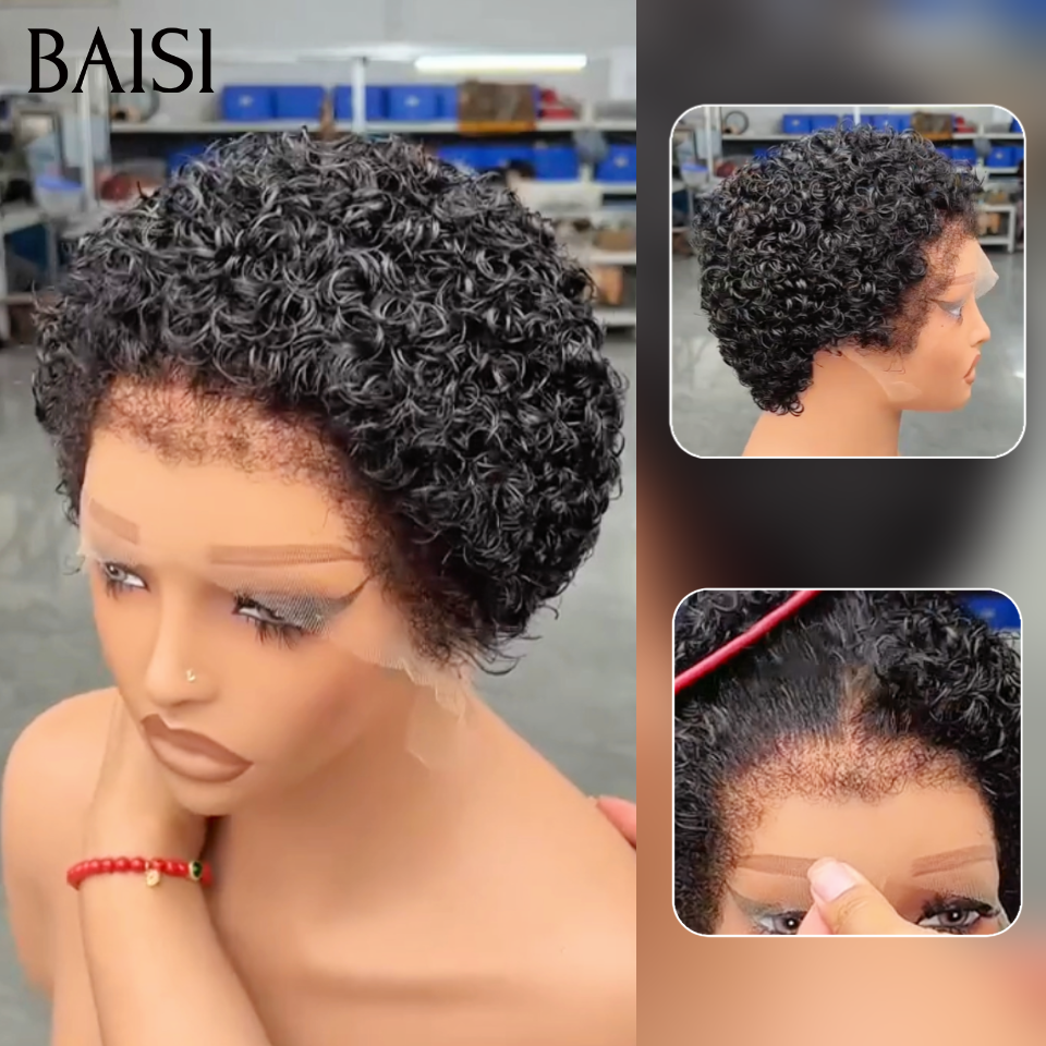BAISI frontal em renda 13x4 ondulado encaracolado 49€ ou GRANDES SALDOS Pixie #905 afro encaracolado 69€ 2 perucas Pixie Lace Frontal 139€ em 100% cabelo humano