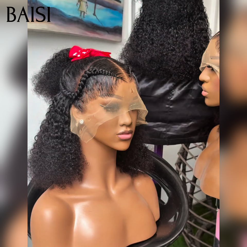 Perruque Curly 13x4 lace frontale 16 pouces Coiffure en Nattes Très A la Mode Prêt à Porter de tous les Jours Pratique et Efficace en 100% Cheveux Humains