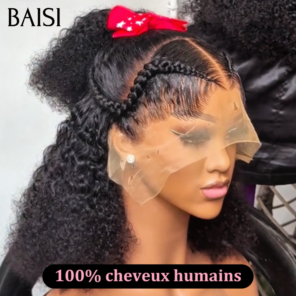 Perruque Curly 13x4 lace frontale 16 pouces Coiffure en Nattes Très A la Mode Prêt à Porter de tous les Jours Pratique et Efficace en 100% Cheveux Humains