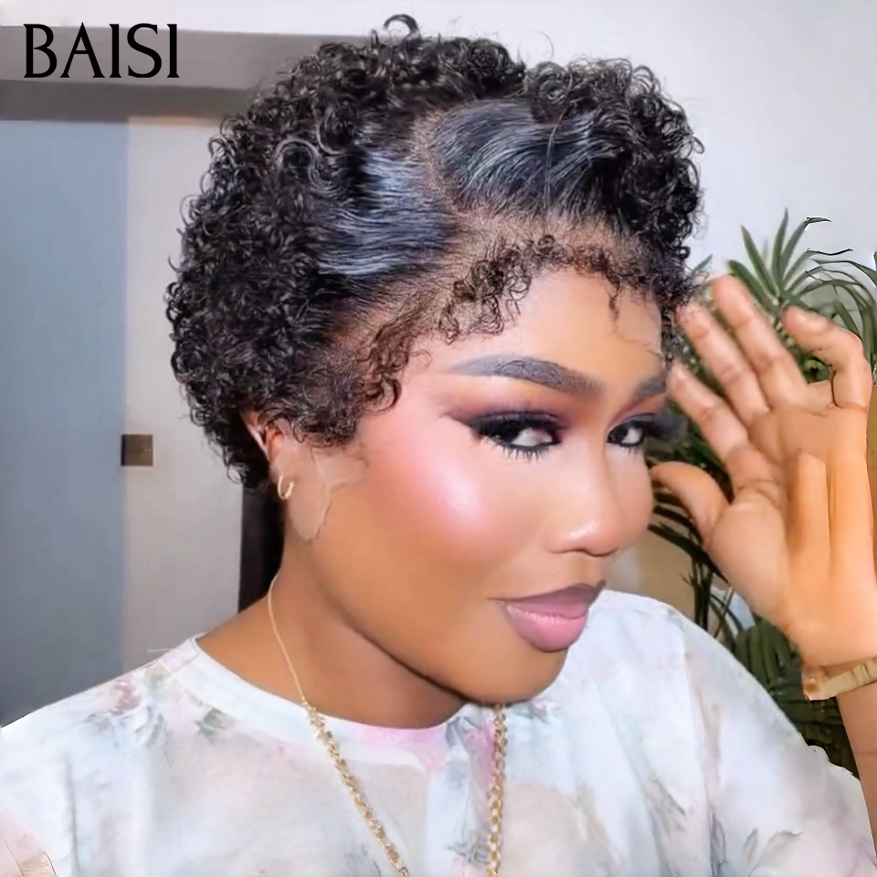 BAISI  Pixie Curly En 13x4 Lace avec Cheveux de Bébé Texture Bouclée  69€ En 100% Cheveux Humains