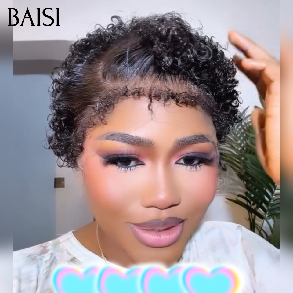 BAISI  Pixie Curly En 13x4 Lace avec Cheveux de Bébé Texture Bouclée  69€ En 100% Cheveux Humains