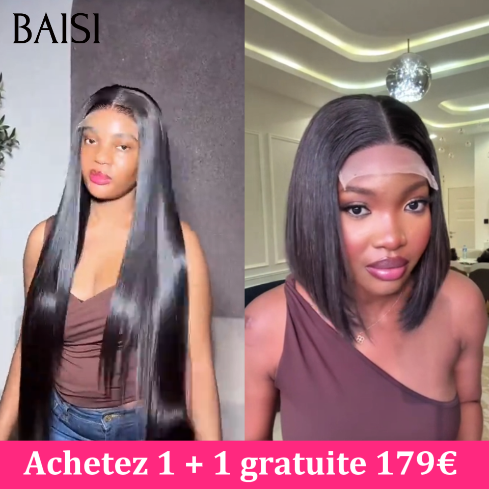 BAISI Conjunto de 2 perucas PROMOÇÃO em 100% cabelo humano verdadeiro 164€ E 120€ (não precisa de código)