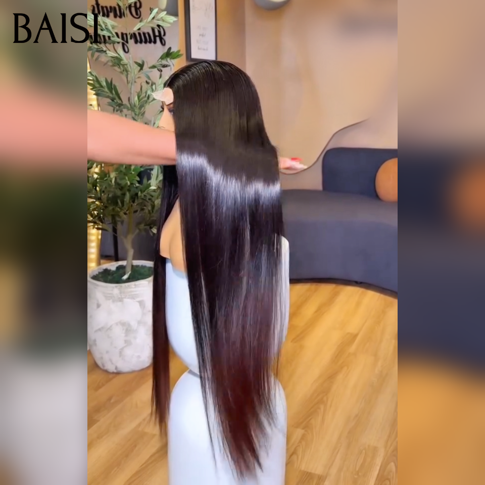 BAISI 2X6 Luxury Wigs 100% Vietnam Hair Straight in Brown and Black color 1BT30# 300% density more than 20 years of use A1 Made by hair double drawn virgin strands volume