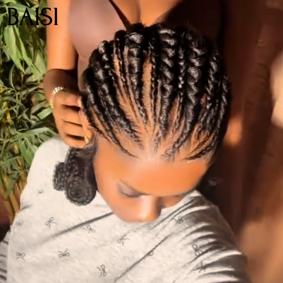 BAISI Perruques Full Lace 159€ avec coiffure double natte  à la Mode Perruque Respirante et Elégante En 100% cheveux humains