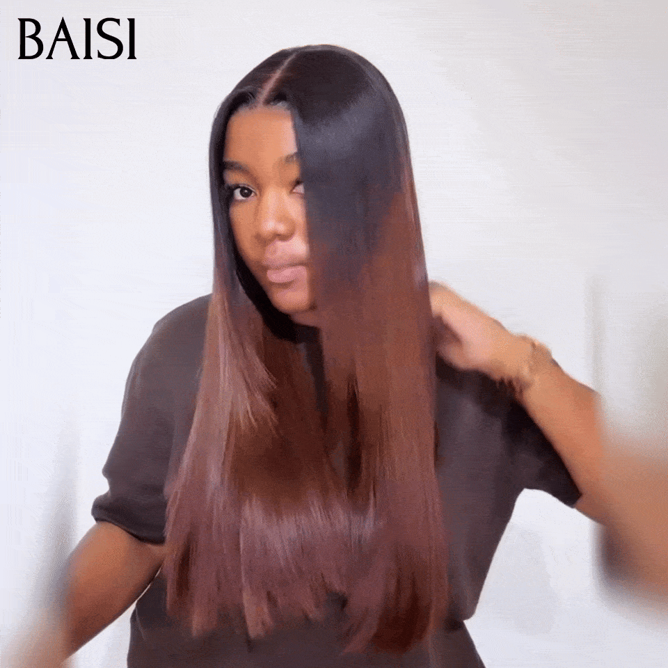 BAISI perruque lisse coupe en dégradé  en couleur Marron 16 pouce 175€ Cheveux 100% vietnamiens