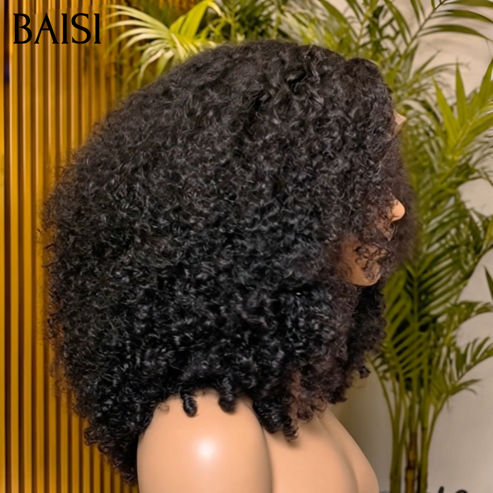 BAISI Lot de 3 perruques PROMOTION 259€ 4X4 lace closure 18 Pouces curly wave et body wave et lisse NOIR en 100% vrais cheveux humains