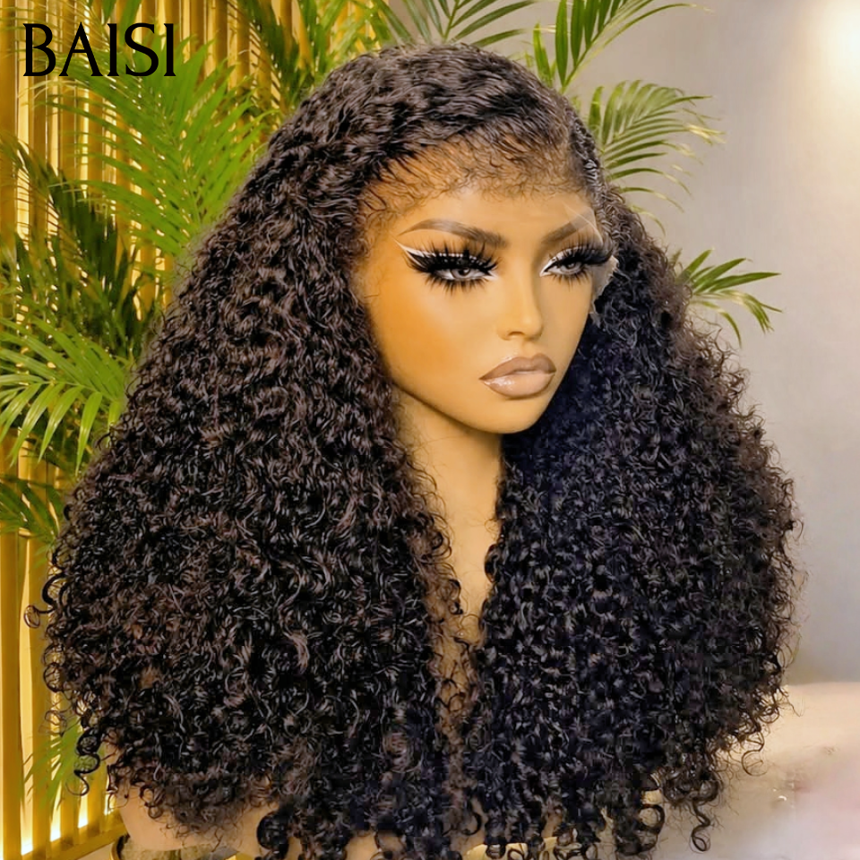 BAISI 4X6 lace perruque Curly en haut de gamme avec les Baby Hair naturel sans lace sans colle 100% vrais cheveux humains 4C Hairline
