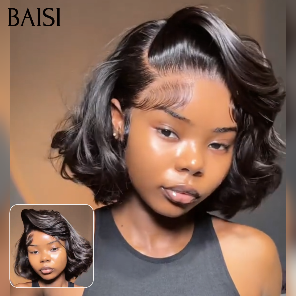 BAISI Perruque Moitié Prix body wave en raw human hair  13x4 lace frontal body wave jolie wave pour les jeunes filles
